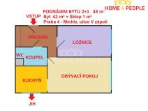 Pronájem bytu 2+1, Praha - Michle, V zápolí, 43 m2