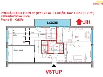 Pronájem bytu 4+kk, Praha - Košíře, Zahradníčkova, 89 m2