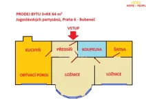 Prodej bytu 3+kk, Praha - Bubeneč, Jugoslávských partyzánů, 64 m2