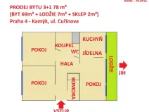 Prodej bytu 3+1, Praha - Kamýk, Cuřínova, 78 m2