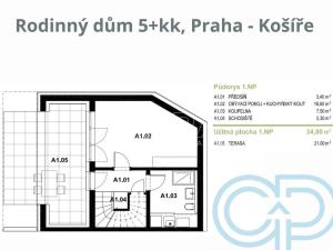 Pronájem rodinného domu, Praha - Košíře, Hillebrantova, 137 m2