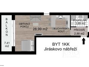 Pronájem bytu 1+kk, Písek - Budějovické Předměstí, Jiráskovo nábř., 35 m2