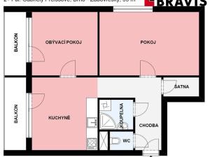 Pronájem bytu 2+1, Brno, Gabriely Preissové, 55 m2