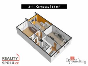 Prodej bytu 3+1, Černousy, 81 m2