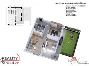 Prodej bytu 3+kk, Rychnov nad Kněžnou, Javornická, 69 m2