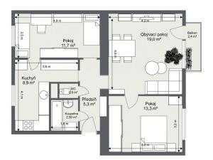 Prodej bytu 3+1, Třebechovice pod Orebem, Habrmanova, 61 m2