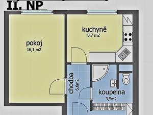 Pronájem bytu 1+1, Chrudim, Husova, 38 m2