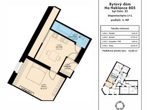 Prodej bytu 1+1, Praha - Smíchov, Na Neklance, 43 m2