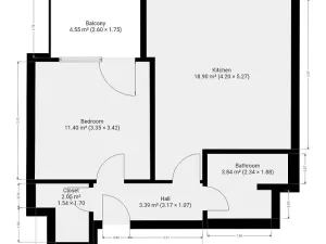 Pronájem bytu 2+kk, Praha - Hlubočepy, Kurandové, 44 m2