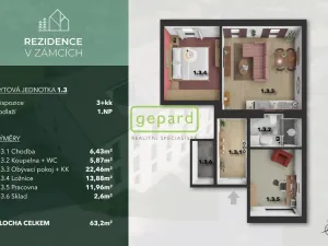 Prodej bytu 3+kk, Praha - Bohnice, V Zámcích, 64 m2