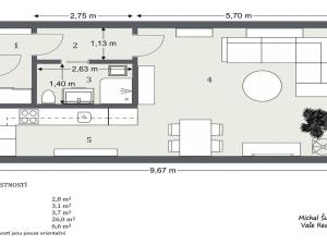 Prodej bytu 1+kk, Písek - Pražské Předměstí, Kollárova, 45 m2