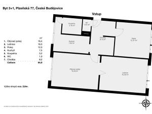 Pronájem bytu 3+1, České Budějovice, Plzeňská, 65 m2