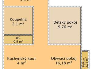 Pronájem bytu 2+kk, Lišov, Čechova, 45 m2