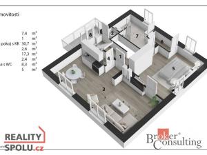 Prodej bytu 2+kk, Praha - Lipence, Českého červeného kříže, 74 m2