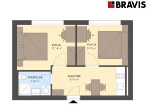 Pronájem bytu 2+1, Brno, Václavská, 33 m2