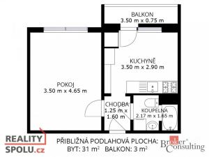 Prodej bytu 1+1, Židlochovice, sídl. Družba, 32 m2