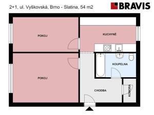 Prodej bytu 2+1, Brno - Slatina, Vyškovská, 58 m2