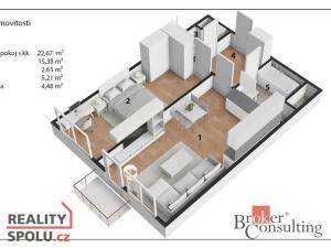 Pronájem bytu 2+kk, Praha - Vysočany, Kolbenova, 53 m2