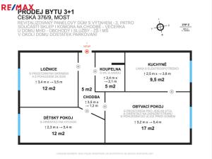 Prodej bytu 3+1, Most, Česká, 62 m2