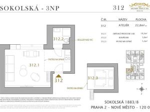 Prodej apartmánu, Praha - Nové Město, Sokolská, 23 m2