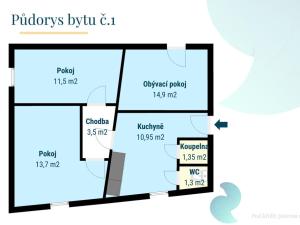 Prodej bytu 3+1, Kájov - Křenov, 57 m2