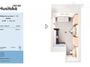 Prodej bytu 1+kk, Praha - Žižkov, Husitská, 14 m2