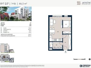 Prodej bytu 1+kk, Praha - Holešovice, Jateční, 46 m2