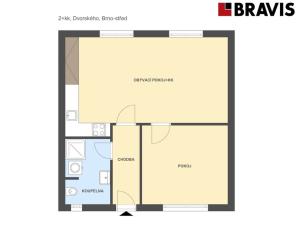 Pronájem bytu 2+kk, Brno - Štýřice, Dvorského, 54 m2