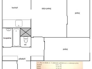 Pronájem bytu 3+1, Praha - Strašnice, Křenická, 67 m2