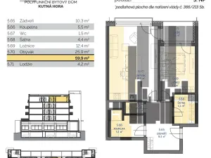 Prodej bytu 2+kk, Kutná Hora, 53 m2