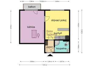 Pronájem bytu 1+1, Jindřichův Hradec, sídliště Vajgar, 40 m2