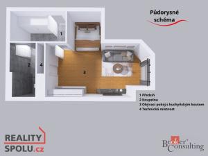 Prodej bytu 1+kk, Praha - Libeň, Heydukova, 36 m2