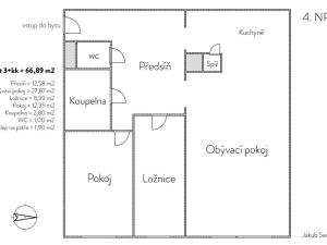 Prodej bytu 3+kk, Praha - Chodov, Leopoldova, 87 m2