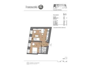 Pronájem bytu 2+kk, Brno, Francouzská, 45 m2