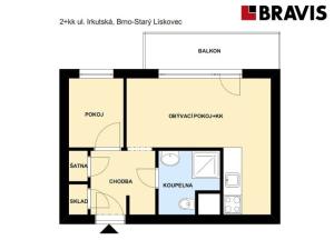 Pronájem bytu 2+kk, Brno - Starý Lískovec, Irkutská, 46 m2