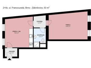 Pronájem bytu 2+kk, Brno, Francouzská, 52 m2