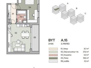 Prodej bytu 2+kk, Praha - Vysočany, Pod Krocínkou, 58 m2