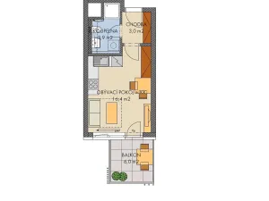 Prodej bytu 1+kk, Praha - Hlubočepy, Vítové, 30 m2