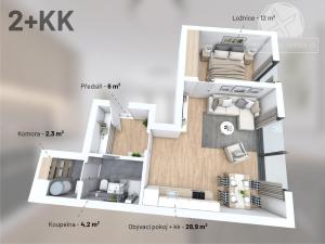 Prodej bytu 2+kk, Praha - Vysočany, Na výběžku, 57 m2