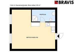 Pronájem bytu 1+kk, Brno - Pisárky, Kamenomlýnská, 45 m2