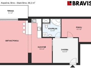 Pronájem bytu 2+kk, Brno, Kopečná, 96 m2