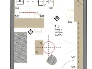 Pronájem bytu 1+kk, Praha - Bubeneč, Vítězné náměstí, 32 m2