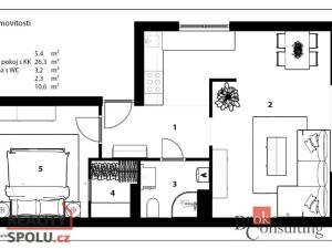 Pronájem bytu 2+kk, Kolín - Kolín V, Oldřišská, 47 m2