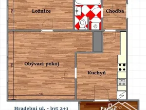 Pronájem bytu 2+1, Kutná Hora, Hradební, 56 m2