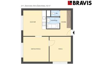 Pronájem bytu 2+kk, Kuřim, Zborovská, 62 m2