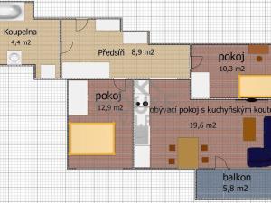 Prodej bytu 3+kk, Praha - Vysočany, Pod Harfou, 62 m2