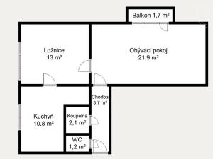 Pronájem bytu 2+1, Litvínov, Ruská, 54 m2