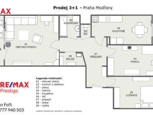 Prodej bytu 3+1, Praha - Modřany, Jordana Jovkova, 77 m2