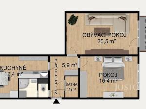 Pronájem bytu 2+1, Písek, nábřeží 1. máje, 60 m2