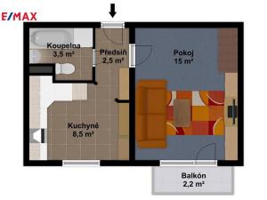 Pronájem bytu 1+1, Brno - Kohoutovice, Voříškova, 31 m2